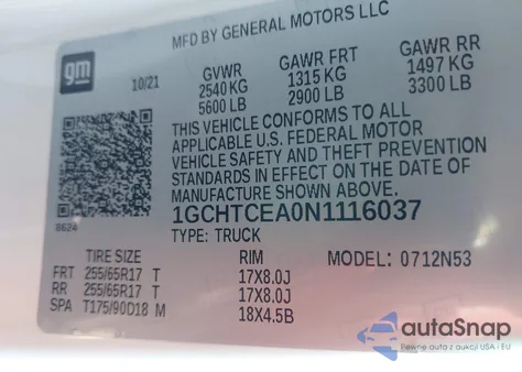 2022 Chevrolet Colorado 4Wd Long Box Lt из США, поврежденный, VIN 1GCHTCEA0N1116037